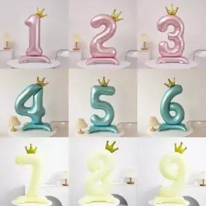 40 디지털 알루미늄 필름 크라운 풍선 베이스 생일 장식 서 Ballons 소년과 소녀 파티 블루와 핑크