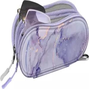 핀티 더블 선글라스 케이스 카라비너 클립이 있는 부드러운 휴대용 안경 파우치 남성용 듀얼 지퍼 수납공간