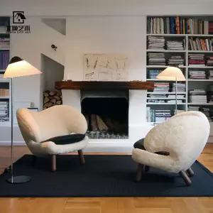 펠리칸 럭셔리 거실 의자 울 예쁜 14 레트로 양털