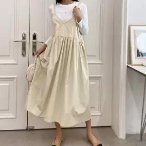 [신상오픈런]에이라인 브이 올셔링 엠파이어 루즈핏 뷔스티에원피스 (31606114)