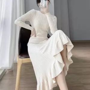 니트 골지 레이스 롱원피스 TD-1005211