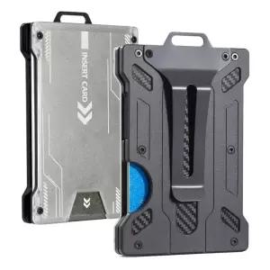 탄소 섬유 금속 신용 카드 소지자 미니 알루미늄 RFID 매직 남성용 지갑 기계식 패키지 가슴 케이스