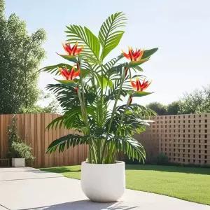 82cm 인조 야자수와 시뮬레이션 버드 오브 파라다이스 녹색 플라스틱 야자 잎 가지 가정 정원 장식에 적합