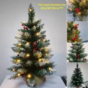 미니 크리스마스 트리 45cm/60cm PVC 팁 클러스터 테이블탑 장식 소형 가족 파티