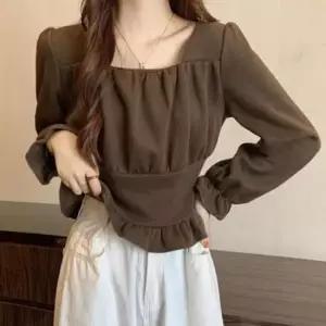 [의류] 여자셔츠 블라우스 프릴블라우스 사무실 모임 오버핏