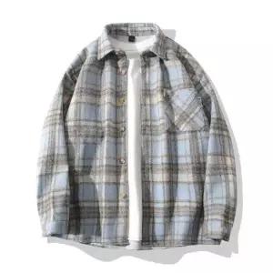 남사친 모직 셔츠 체크 긴팔 트렌드 빅사이즈 유행1