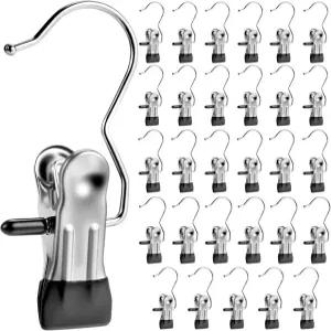 센보우 30팩 헤비 듀티 의류 핀 옷장용 부츠 행거 옷장 정리용 세탁 후크 클램프 바지 모자 양말 수건 클립