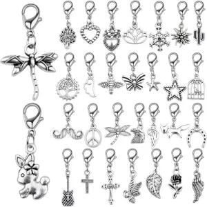 참 펜던트 빈티지 혼합 동물 꽃 하트 구슬의 매력과 DIY 귀걸이 목걸이 공예 장식을 위한 랍스터 클라스프