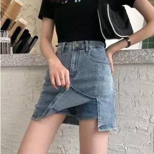 [의류] 여자 페이크 데님 치마 짧은 청 치마바지 미니스커트