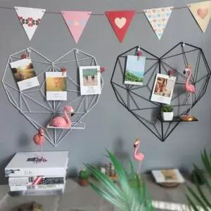 [생활] 하트 포토월 인테리어 장식 네트망 벽행거 메쉬 벽걸이선반 진열대 철망 보드 사진선반