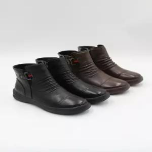 여성 가죽 플랫 앵글부츠 122749