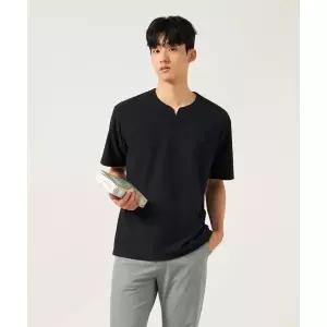빈폴 BEANPOLE MEN 메쉬 슬릿넥 반소매 티셔츠 블랙 BC5742C025 441391