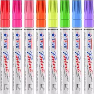 TFIVE 형광 페인트 마커 블랙라이트용 8가지 색상 네온 UV 펜 - 유성 미디엄 팁 암벽화용 방수 영구 DIY