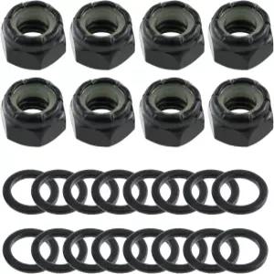 LUORNG 2세트 스케이트보드 사이드 너트 와셔 블랙 임페리얼 헥스 M8 카 및 액슬 롱보드에 적합