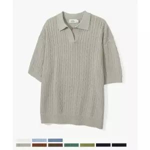 COSTUME O’CLOCK 쿨 린넨라이크 케이블 카라 숏 슬리브 니트 10 COLOR
