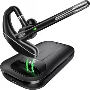 EKVANBEL 블루투스 헤드셋 V5.3 1000mAh 충전 케이스 포함 무선 이어피스 96시간 통화 컴퓨터 휴대폰 트럭