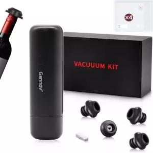 Gennov 전기 와인 세이버 펌프 세트 진공 1개 재사용 가능한 스토퍼 4개 백 보존기로 최대 10일 동안