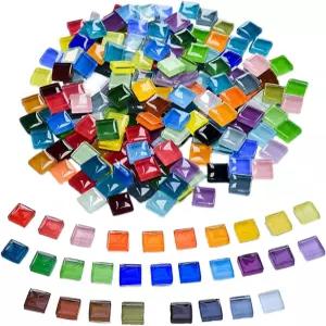 1100pcs 혼합 색상 유리 모자이크 타일 공예용 DIY 2.2lbs 크리스탈 스테인드 글라스 가정 장식용 수제