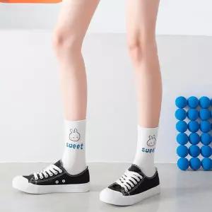 여성 캐릭터 스니커즈 중목 발목 양말 5종 세트