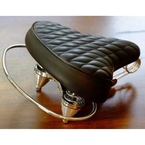 대만산. 벨로 SD 새들 - 클래식 트윈 비치 핸들 서스펜션 시트 레일 바 스타일 바이크 블랙 크루저 크롬 스프링