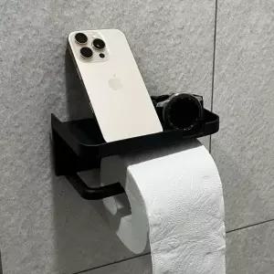 Jpar 무타공 선반형 휴지걸이 핸드폰거치 블랙