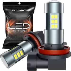 SEALIGHT H11 H8 H16 LED 안개 전구 또는 DRL 실제 360° 조명 6000K 400 밝기 업그레이드 전면 안개등