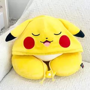 포켓몬 잠자는 피카츄 후드 목쿠션