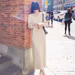 스포티하면서도 귀여운 우아한 데일리 롱 니트 후드티