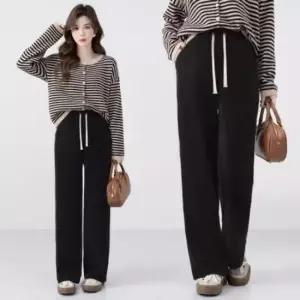 [의류] 여자   바지 세미와이드 팬츠 밴딩 골덴 팬츠