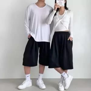 [의류] 무지 바지 밴딩 루즈핏 핀턱 버뮤다 팬츠