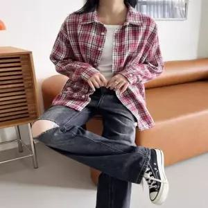 [의류] 여성커플 GPP SH724W 모노 오버핏체크남방