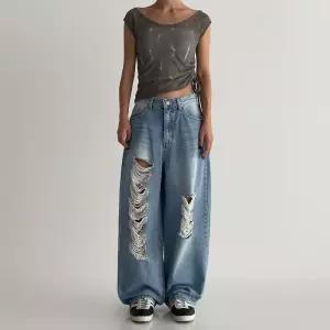 [신상오픈런]여성용 와이드핏 찢어진 청바지 스트릿 스타일 디스트로이드 (38541862)