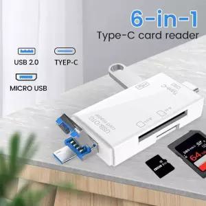 Otg C타입 카드 리더 스마트 메모리 플래시 어댑터 미니 휴대폰 액세서리 6in 1 USB 2 0 Tf Mirco Sd