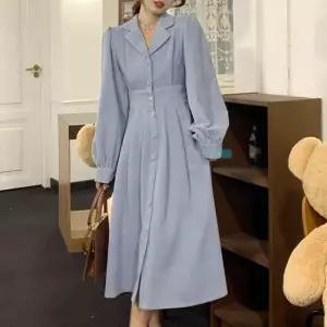 카라 롱 하객 밴딩 바캉스 코듀로이 휴양지 원피스