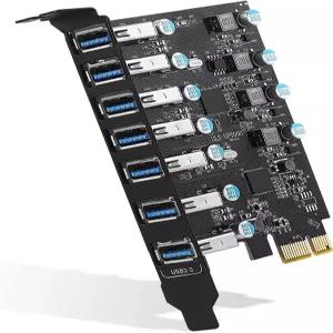 Sinefin PCIE에서 USB 3.0 7포트7배 USBA 확장 카드 PCI Express 추가 데스크톱 PC 호스트 카드용 내부