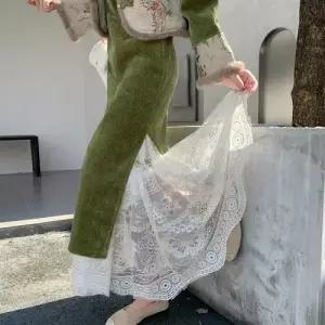 이너 치마 여사친 데일리 쉬폰 춘치파오 레이스 위에 A라인 스포M1