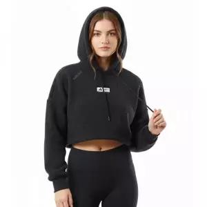문부츠 X ADIDAS CROPPED HOODIE - BLACK (IY8049) (문부츠 아디다스 크롭 후디)