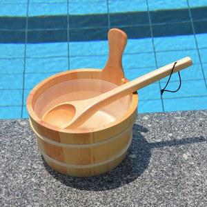 노천 찜질 샤워 욕실 샤워백 대야 목욕용 세트 욕조 우드 편백 사우나