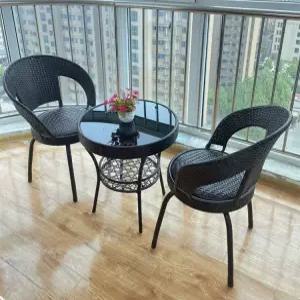 베란다 라탄 의자 야외 티테이블 세트