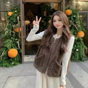 2컬러 가을 겨울 양털베스트 뽀글이 포켓 집업조끼 hIH7+9JjT