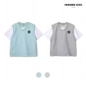 레노마 키즈 [정상가 51000원] 남아 반팔 레이어드 맨투맨
