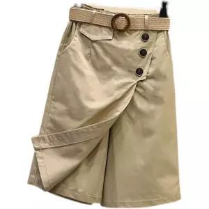여름 여성 스커트 반바지 치마바지 미디 단추 포인트