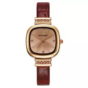 큐브 사각 여성 여자 가죽 정장 패션 학생 손목 시계 efI9+1fTA