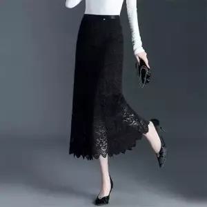 스커트 여친 봄 머메이드 하이웨스트 붐 레이스 데일리 쉬폰 슬림핏 중기장 SPO마켓1
