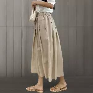 [신상오픈런]여성용 플레어 롱스커트 면혼합 허리밴드 (34325892)