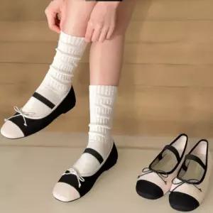 [신상오픈런]여성 러블리 리본 장식 메리제인 니트 플랫슈즈 (34325877)