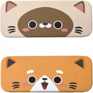 자바엣지 [2팩] 멀티 컬러 귀여운 고양이 얼굴 프린트 하드 클램쉘 안경 보관 케이스 극세사 천 포함