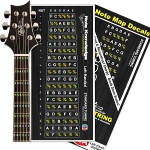 왼손으로 기타 프레보드 노트 지도 데칼/스티커 배우기
