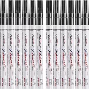 레선 블랙 페인트 펜 12팩 방수 오일 기반 마커 세트 금속 암석 돌 나무 직물 플라스틱 캔버스 유리용 빠른