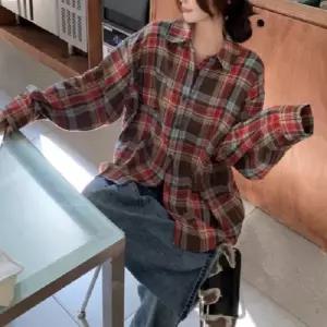 [샵앤] 여성 핏 예쁜 체형커버 루즈핏 체크 셔츠 WDMS-WBL-TS14262776